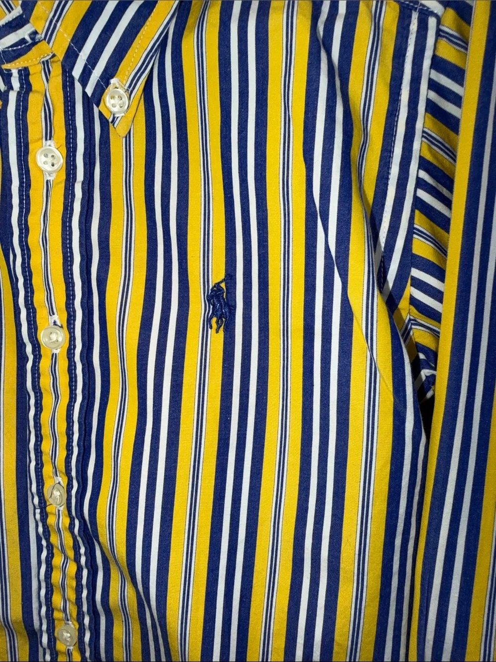 Ralph Lauren Yellow & Blue Striped Button-Down Shirt